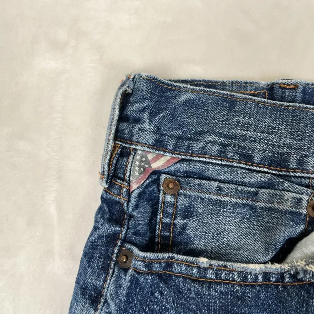 Denim & Supply Ralph Lauren Slouch Jeans Mens 38x32 Blue Distressed Straight